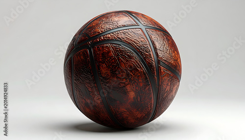 Vintage Leather Basketball on a White Background.