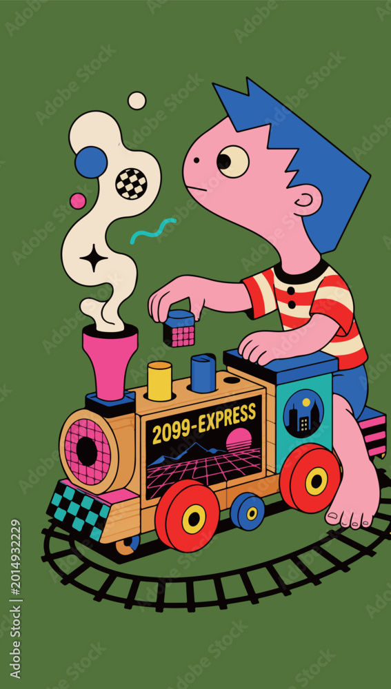 Fototapeta premium 2099-Express Train with Boy