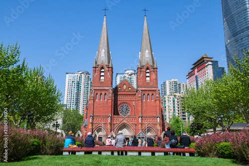 Photography Christian people at garden view St