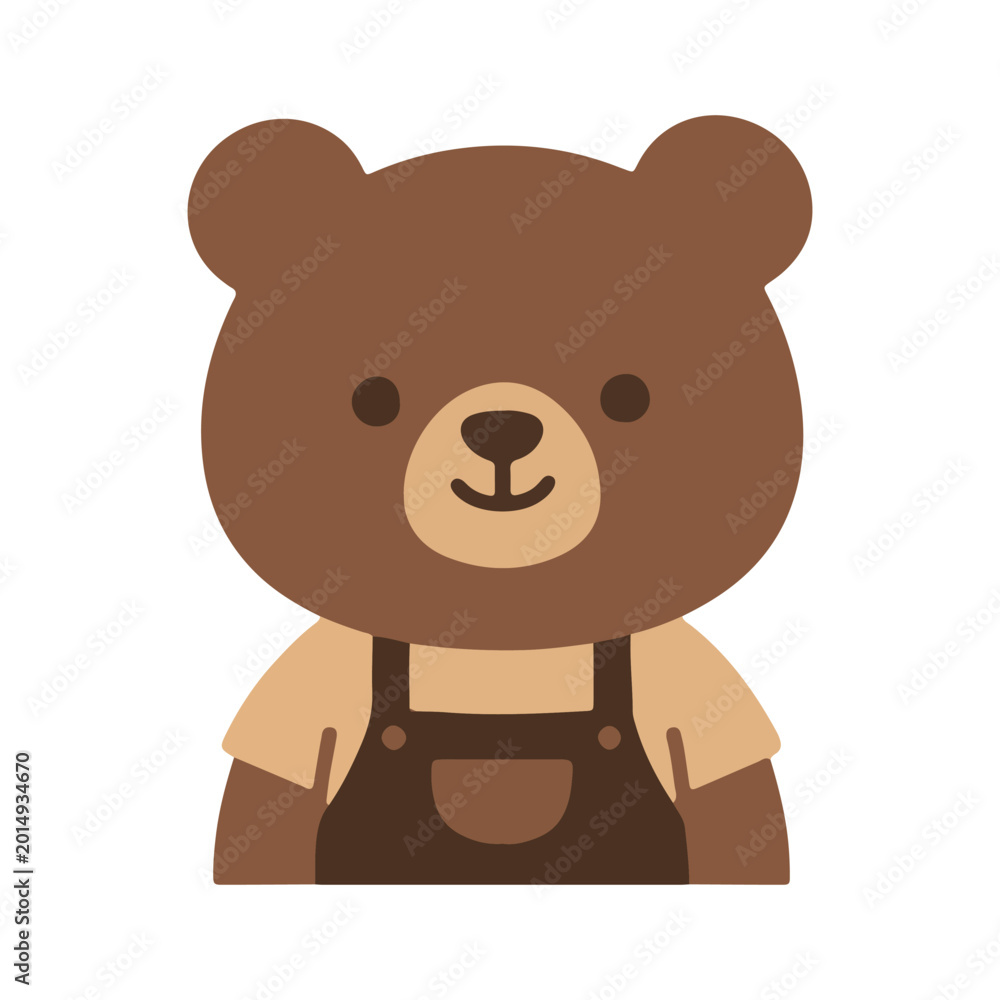 Obraz premium Cute Bear Barista Wearing Apron Portrait Flat Vector Illustration