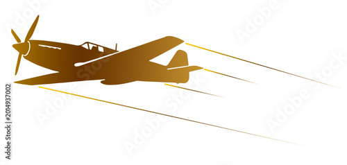 Foto Vector silhouette illustration of a 1940s fighter plane flying for memorial day