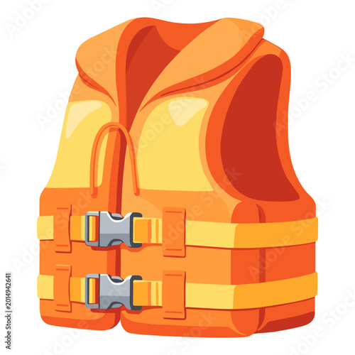 Bright orange child safety vest with adjustable straps and buckles