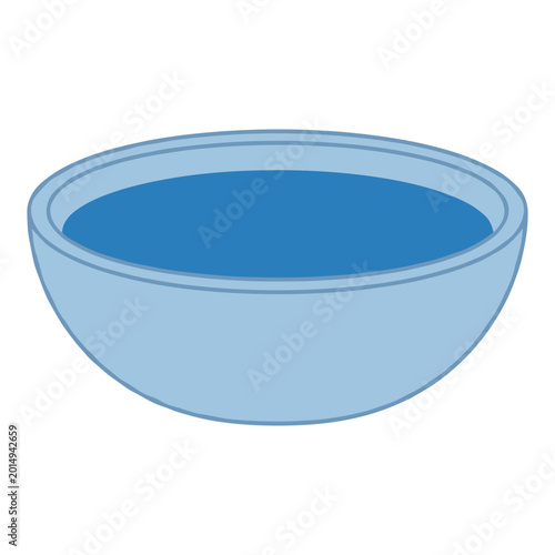 Blue shallow water bowl with smooth reflective surface