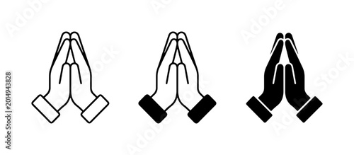Foto Praying Hands Icons, Religious Symbol Vector Set, Spiritual Gesture Graphics, Ho