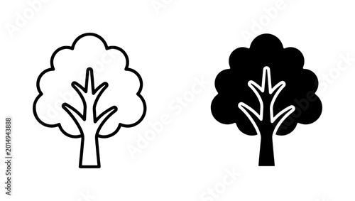 Bilde på lerret Simple Tree Icons, Outline and Silhouette, Vector Graphics for Nature and Ecolog