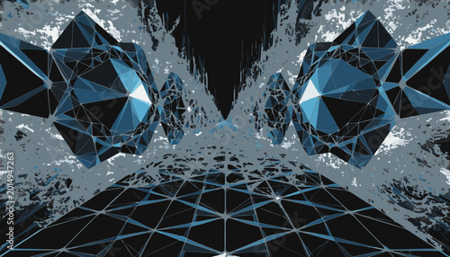 Futuristic Digital Abstract with Geometric Shapes and Dynamic Motion.