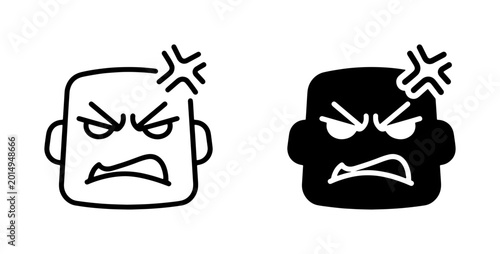 Billede på lærred Angry Face Icon, Frustrated Expression Vector, Negative Emotion Symbol, Aggressi