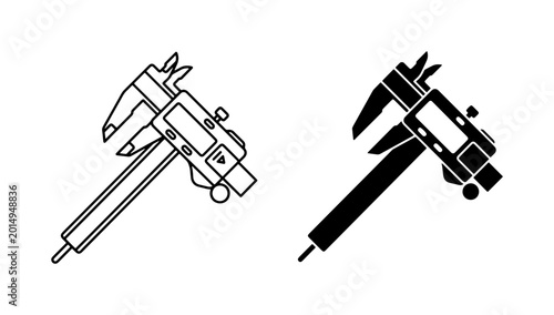 Photos Digital Caliper Icons, Precision Measuring Tool Vector Set, Engineering Measurem
