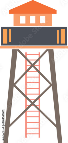 Canvastavla Wooden Watchtower  Security Observation Platform and Guard Tower Vector
