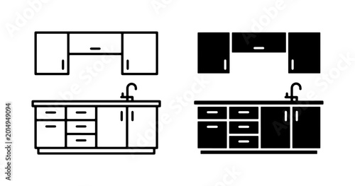 Photos Kitchen Cabinet Icons, Modern Furniture Vector Set, Home Interior Design Element