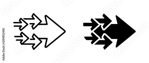 Bild auf Leinwand Convergence Arrows, Multiple Arrows Merging into One, Directional Flow Icons