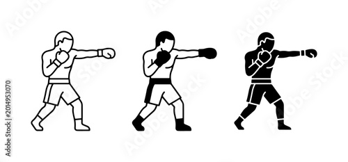 Obraz na plátně Boxing Icons, Punching Silhouette, Fighter Vector Graphics for Sports and Fitnes
