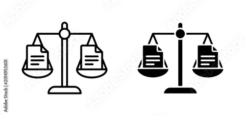 Tableau sur toile Scales of Justice, Legal Balance, Document Weighing, Law Symbol, Court Icons