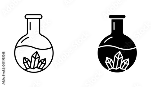 Photos Alchemy Flask Icons, Crystal Potion Symbols, Magic Elixir Lab Glassware