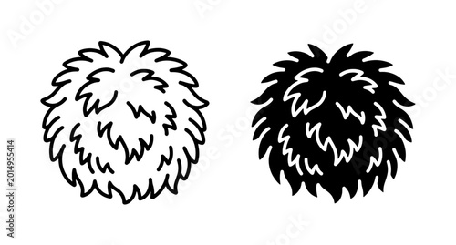 Bild auf Leinwand Fluffy Pom Pom Icons, Round Fur Ball Vector Graphics, Soft Texture Elements, Bla