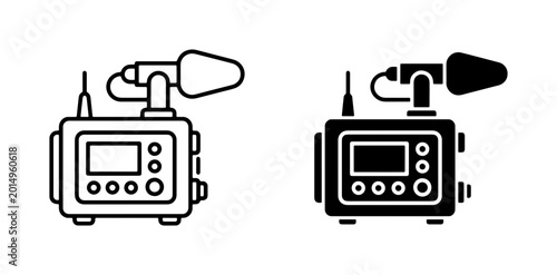 Portable audio recorder, sound equipment icon, wireless microphone device, digital recording technology