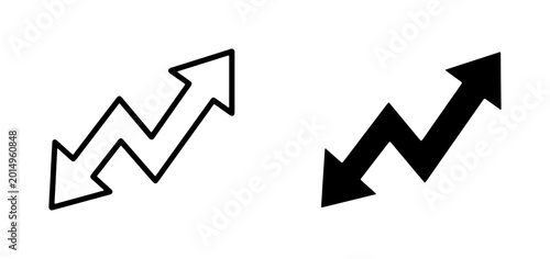 Tableau sur toile Zigzag Arrows, Up and Down Trend Icons, Business Growth and Decline Symbols