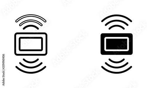 Foto Wireless Signal Icon Set, Connectivity Device Symbols, Digital Communication Tec