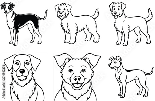 Εκτύπωση καμβά Black dog head silhouette on white background, dog head vector