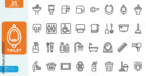 Foto Toilet Vector illustration Line Editable Icons set