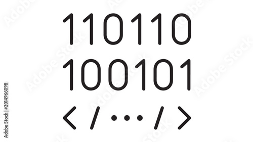 Bild auf Leinwand Numbers 110110100101 pro code sequence with binary digits and navigation arrows