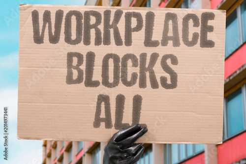 Photos "Workplace Blocks All" Office design consistently excludes disabled workers from full participation