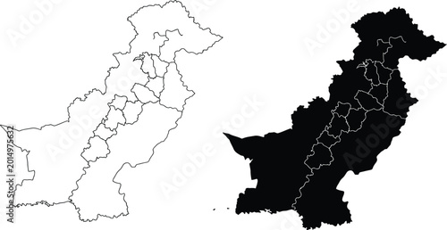 Tableau sur toile Map of pakistan with administrative provinces and regional borders Vector