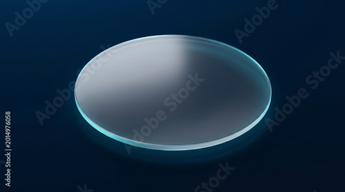 Glass disc with glowing edge on dark background