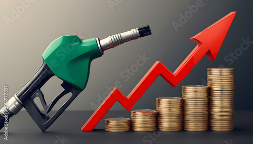 Fuel nozzle increasing coins with red arrow