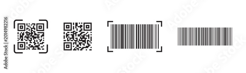 Bild auf Leinwand Digital payment qr code and barcode icons