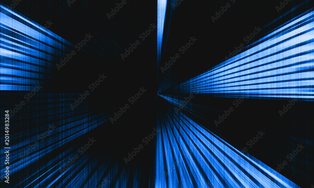 Fototapeta premium black blue background featuring a one-point perspective effect with Digital or Pixelated Texture and a very symmetrical line composition