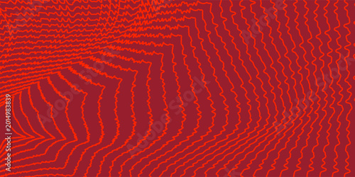 Bild auf Leinwand abstract op art optical illusion, glowing red contour lines forming a warped tun