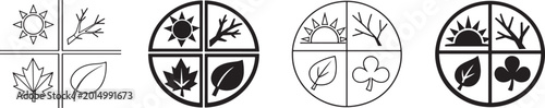 Valokuva Black line icon set for summer, autumn, winter, spring and all terrain seasonal