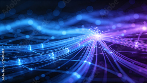 Digital Network Data Flow with Fiber Optic Connections