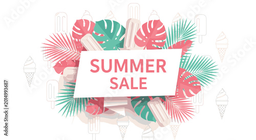 Картината върху платно Summer sale promotional banner design.