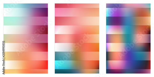 Foto Vibrant Gradient Abstracts: A captivating trio of abstract designs, showcasing a spectrum of blended hues and soft gradients, perfect for backgrounds and digital art projects