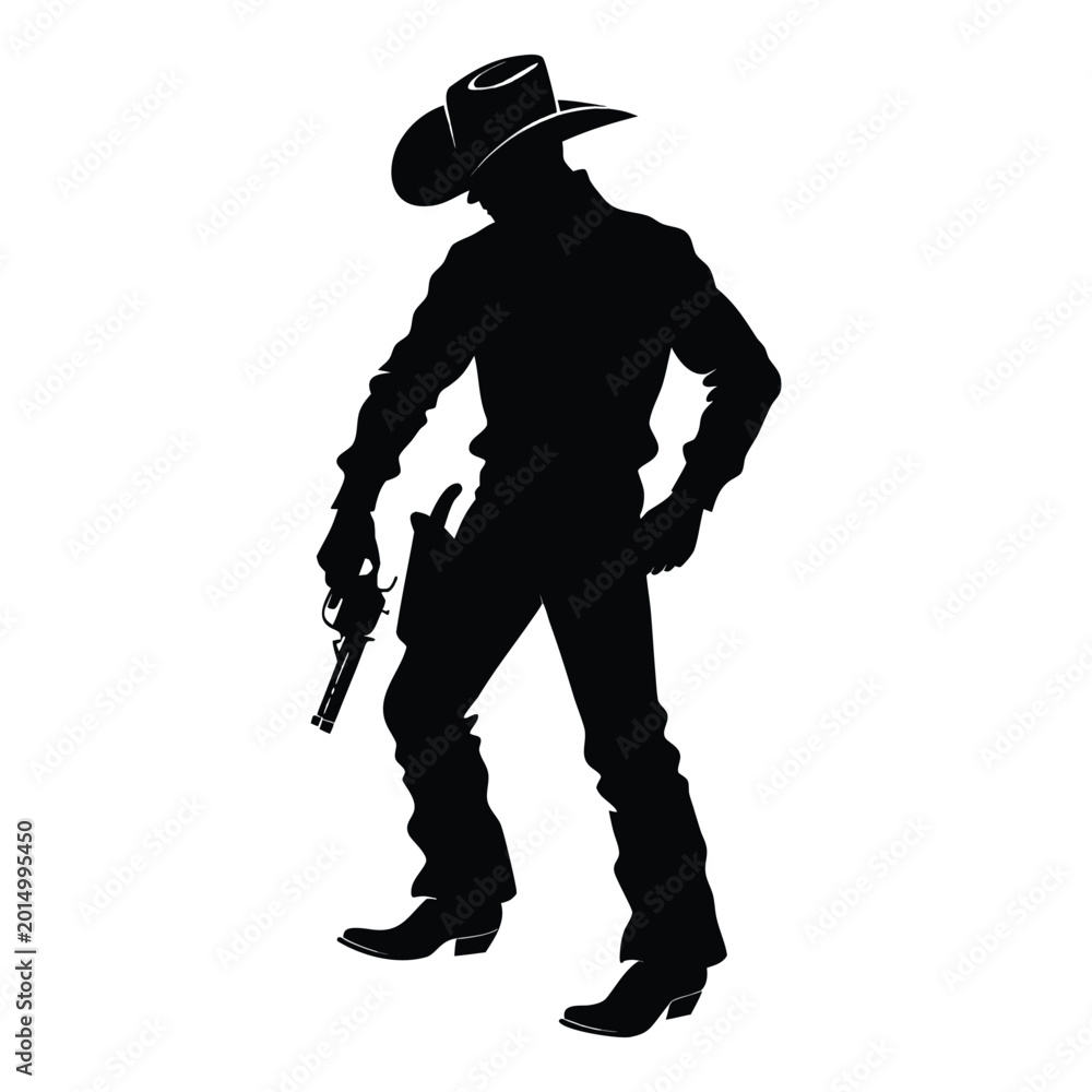 Fototapeta premium Cowboy silhouette in a classic quick draw pose