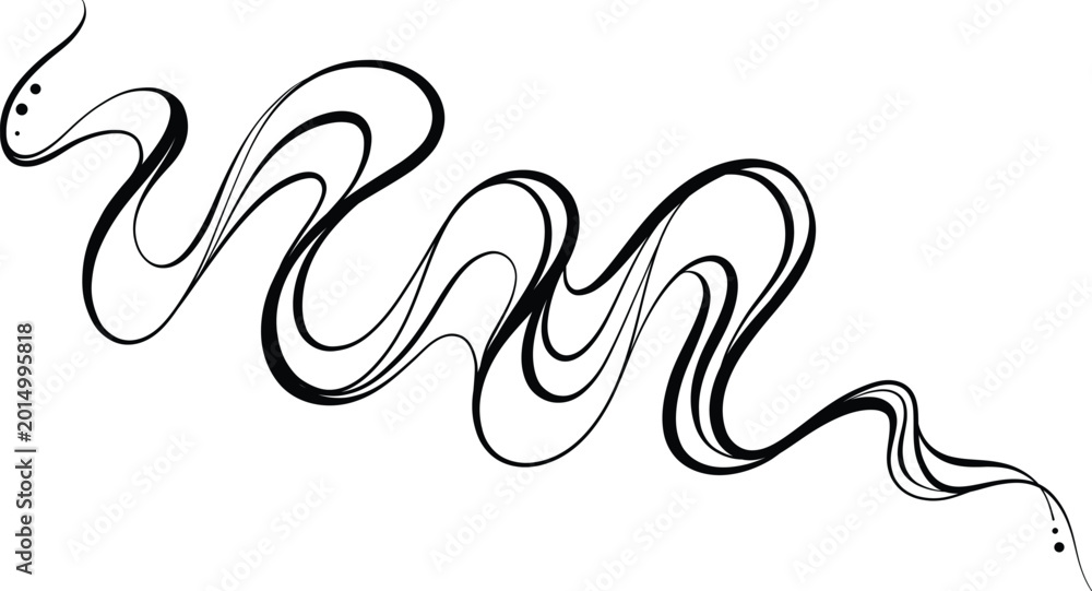 Obraz premium Liquid ink swirly vector squiggle wave abstract doodle illustration, modern decorative clip art