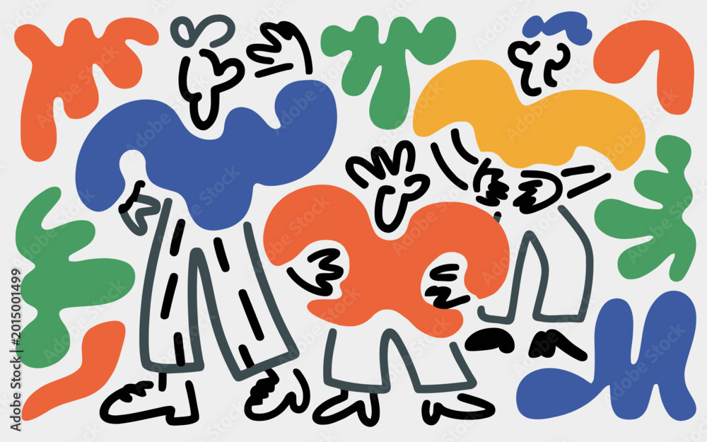 Fototapeta premium Abstract illustration of diverse people dancing and having fun together
