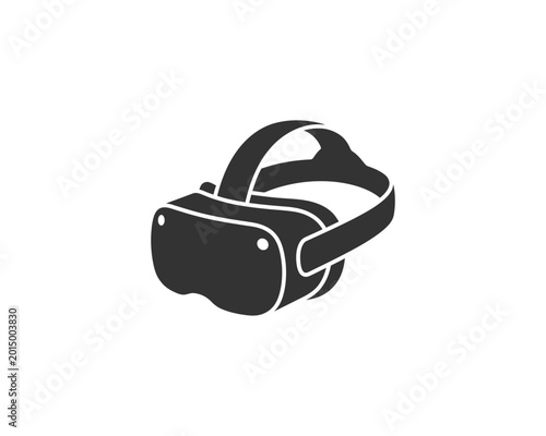 Black silhouette of virtual reality headset on white background with vr headset