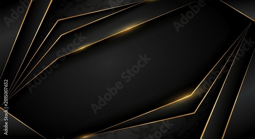 Abstract luxury dark marble background glowing liquid gold lines.