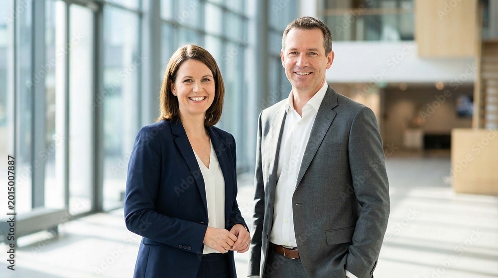Fototapeta premium Portrait of two business colleagues, smiling
