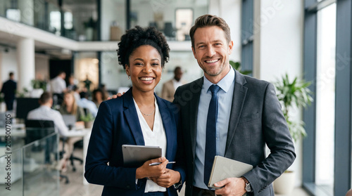 Portrait of two business colleagues, smiling