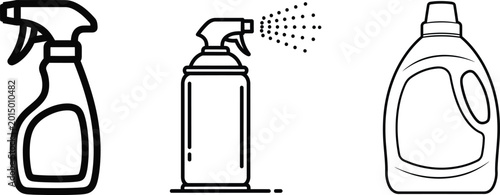 Fotografía Black and white line art of cleaning spray bottles