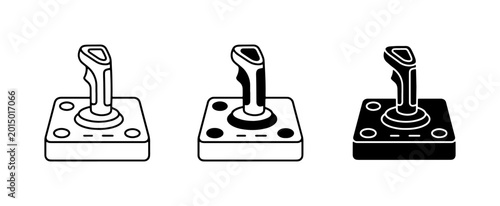 Retro Joystick Icons, Vintage Gaming Controller Vector Set, Classic Arcade Input Devices