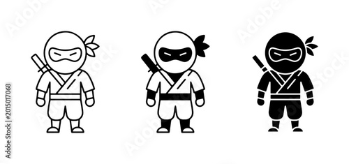 Ninja Icons, Warrior Characters, Martial Arts Figures, Stealthy Fighters, Vector Art Set