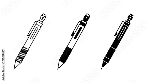 Photos Mechanical Pencil Icons, Writing Tools Vector Set, Drawing Instruments Collectio