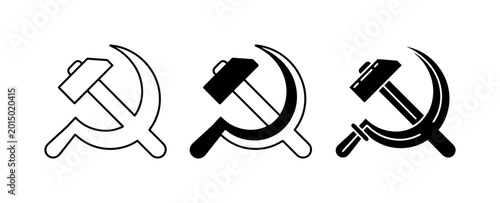 Foto Hammer and Sickle Icons, Communist Symbol Vector Graphics, Political Emblem Set