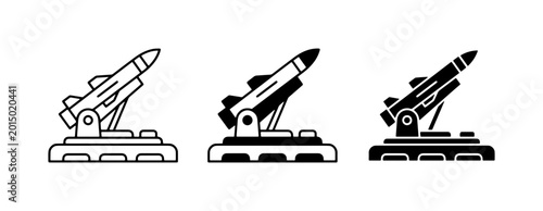 Photos Missile Launcher Icons, Military Rocket System Vector Graphics, Defense Weapon S