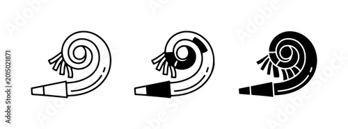 Photos Party Horn Icons, Celebration Noise Maker Vector Graphics, Festive Blowout Fun